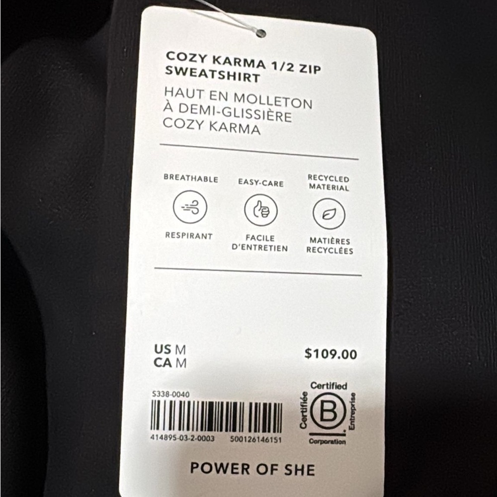 Athleta Cozy Karma 1/2 Zip Sweatshirt // Black - Picture 9 of 14